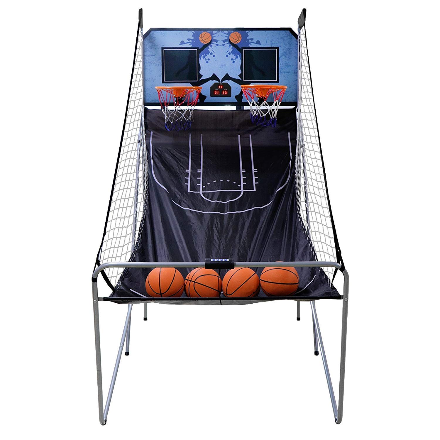 Saturnpower Foldable Electronic Basketball Arcade Game - Dual Shot 2 Player Indoor Hoop with 4 Balls | Perfect for Home Entertainment, Kids Parties & Sports Training