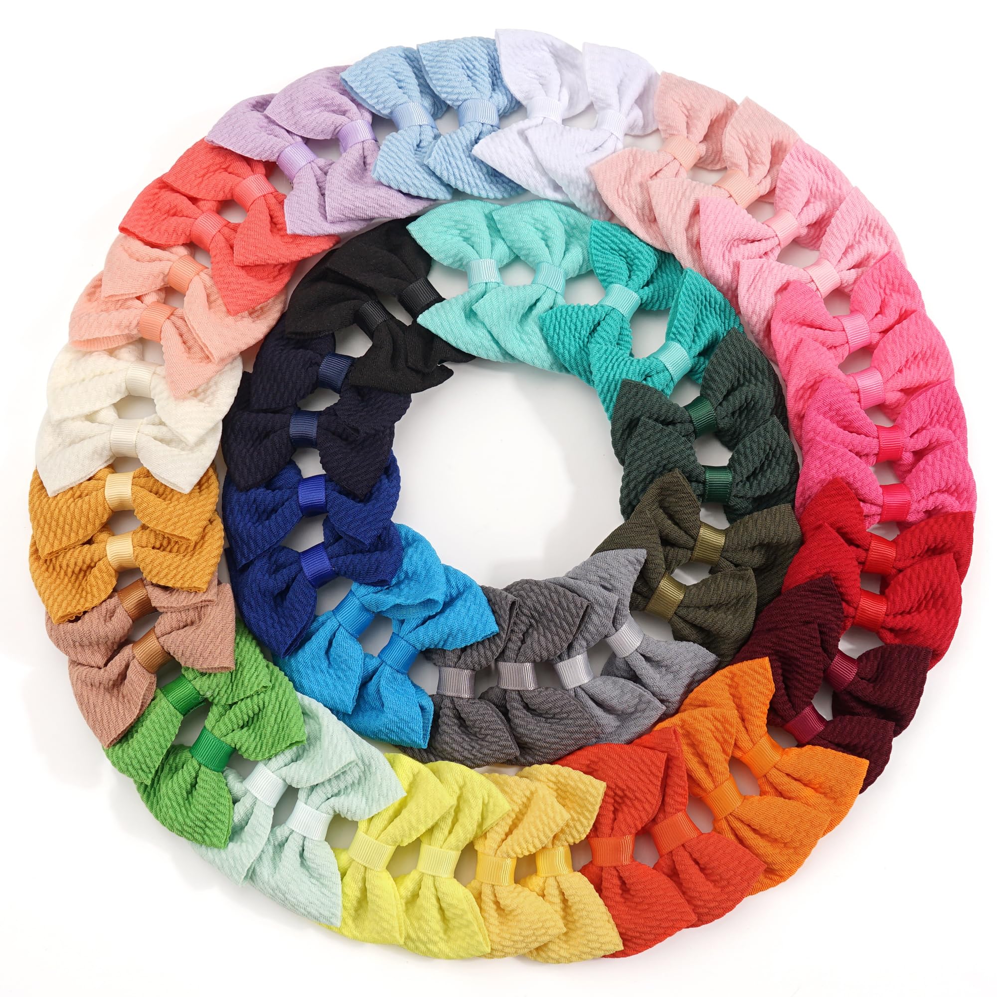 JOYOYO 60Pcs Baby Girls Hair Bows - 2.75 Inch Twill Waffle Fabric Alligator Clips for Toddlers & Kids - Hair Accessories for Pigtails, Bangs & Everyday Styling - Perfect for School, Parties & Photo Shoots