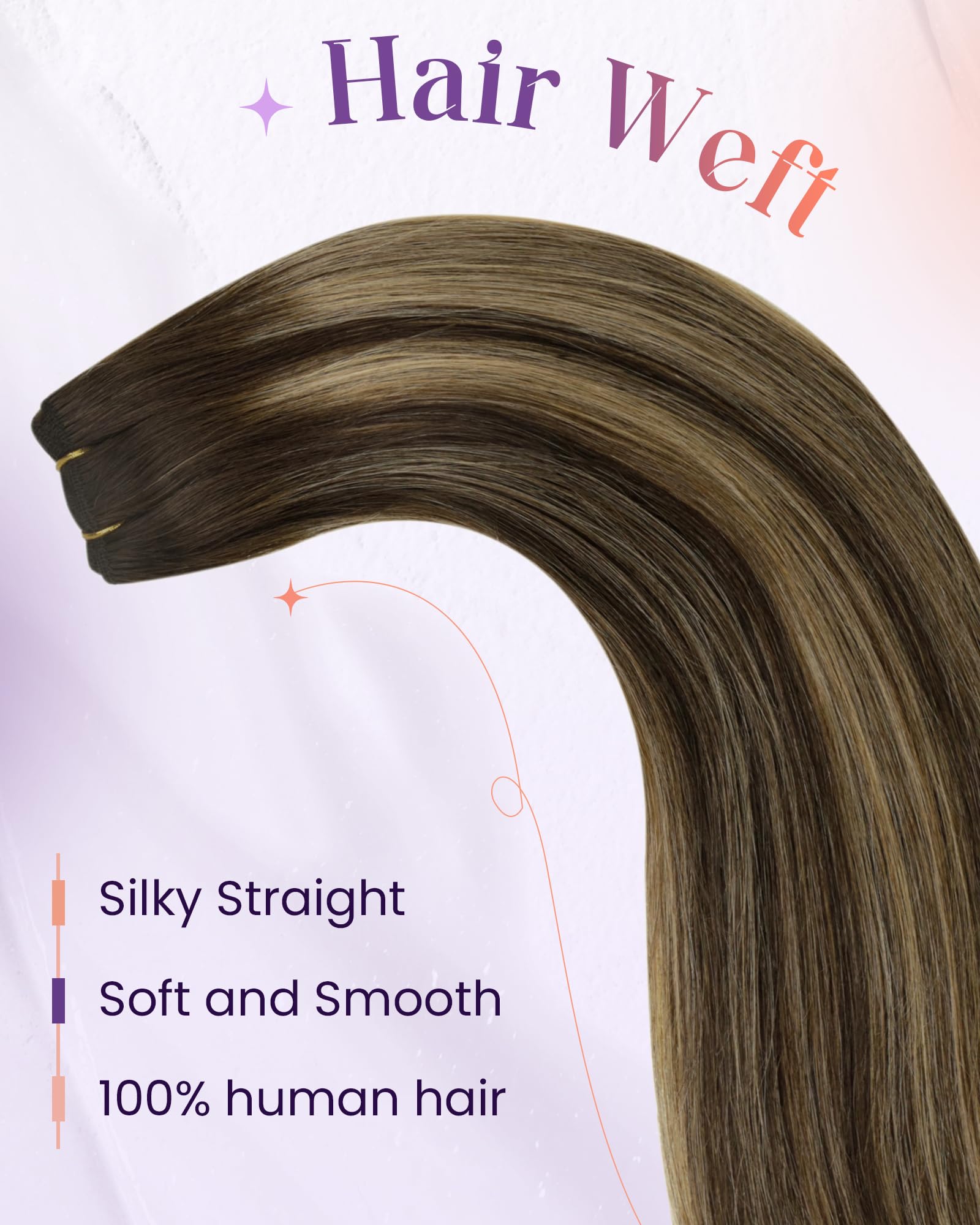 LaaVoo 22 Inch 100g Real Human Hair Extensions - Natural Brown Sew-in Weft for Women | Perfect for Long Hair Styling, Volume Boosting & Everyday Glamour