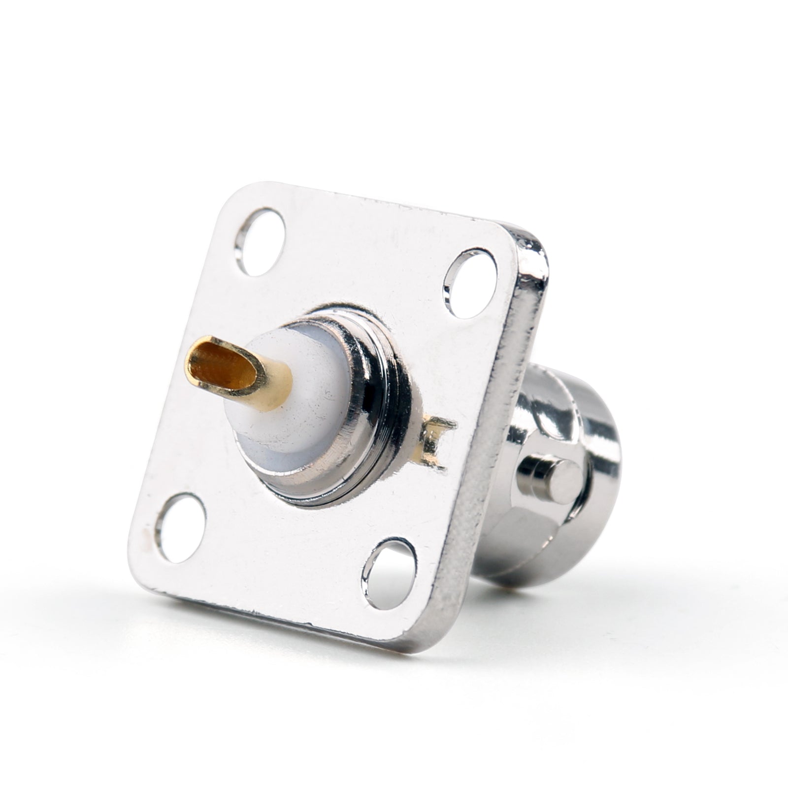 10X BNC Female Connector Jack - 4 Hole 18.5mm Flange Panel Mount Solder Straight - for CCTV Security Cameras, Video Surveillance Systems & RF Applications