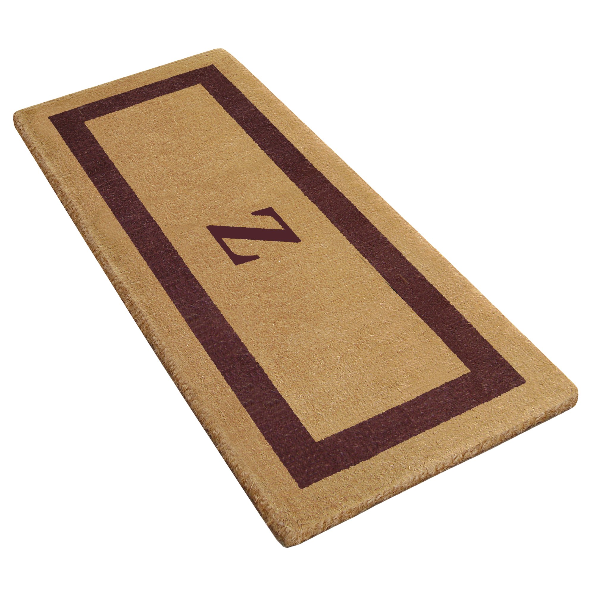Personalized Monogram Z Coir Door Mat - Heavy Duty Natural Coco Fiber Welcome Mat, Handcrafted Outdoor Rug with Single Picture Frame Design | Eco-Friendly, Durable Brown Doormat 24