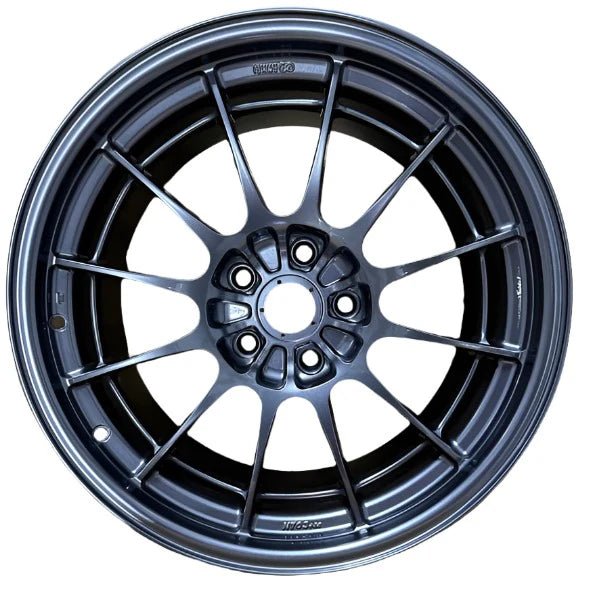Enkei NT03+M 18x9.5 Gunmetal Wheel - 5x114.3 Bolt Pattern, 27mm Offset, 72.6mm Bore - Perfect for Honda Civic, Acura Integra & Other JDM Cars - Track & Street Performance