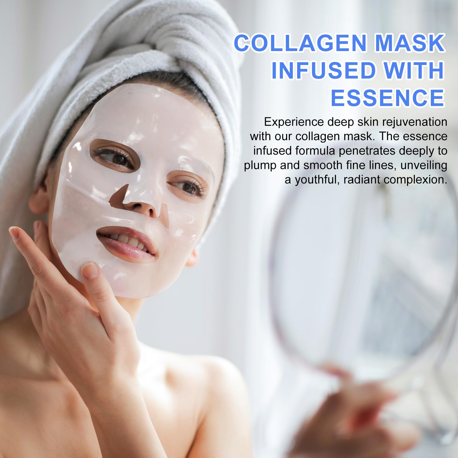 Premium Bio Collagen Face Mask - Hydrating & Anti-Aging Sheet Mask for Moisturizing, Firming Skin & Reducing Wrinkles (6 Pack) | Perfect for Night Skincare Routine, Spa Day & Travel Essentials