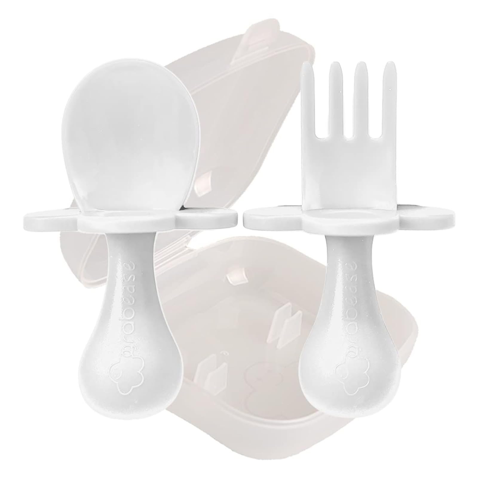 Grabease BPA-Free Toddler Utensil Set - 1 Pack Baby Spoons & Forks for Self Feeding - Safe Plastic Baby Silverware for Infants & Toddlers - Perfect for First Foods, Daycare & Travel Use
