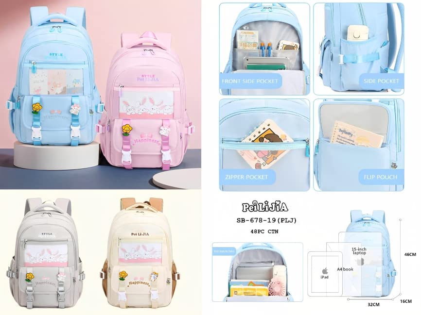 ORGANLY Kids Backpack for School - Lightweight Large Capacity Backpack for Boys & Girls, Travel & Picnic Bag (42x29x18cm) | Perfect for School, College, Day Trips & Outdoor Adventures
