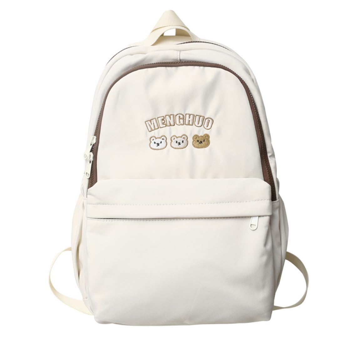 Stylish Kawaii Cute Backpack for School - Aesthetic Laptop Backpack with Accessories (White) - Perfect for College, Travel & Everyday Use