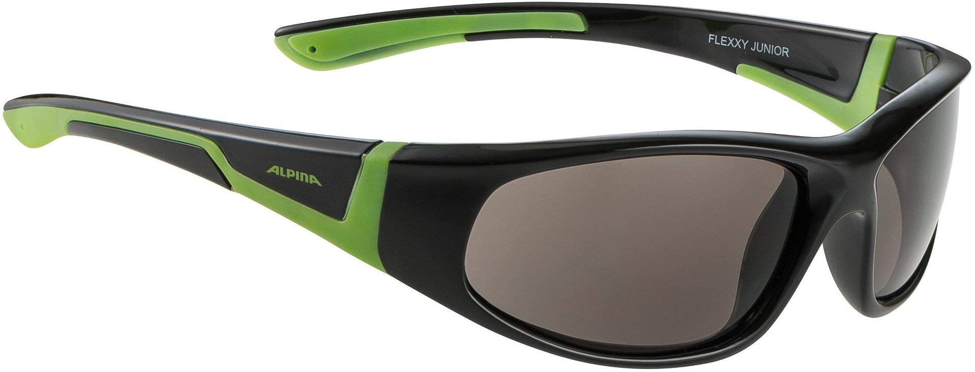 Alpina Flexxy Boys Sunglasses for Kids - Black S3 Frame with Green Lenses - UV Protection, Durable & Lightweight for Outdoor Sports, Beach & Daily Wear