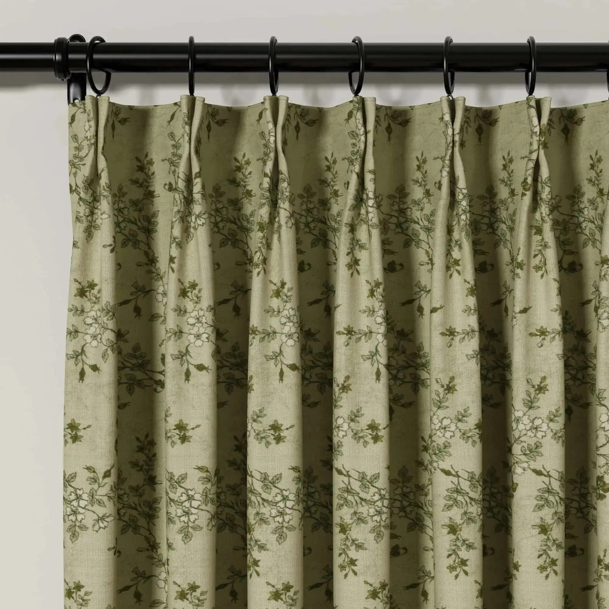 Elegant Sara Le Print Linen Pleated Cafe Curtains - Light Filtering Window Treatment for Kitchen, Dining Room & Bathroom