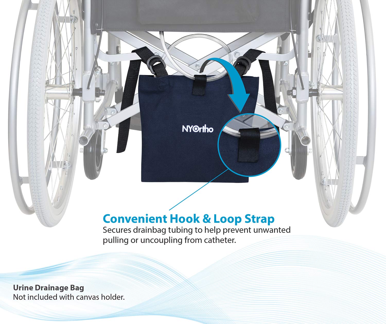 NYOrtho Adjustable Urine Bag Holder - Discreet Canvas Cover for Catheter, Foley & Nephrostomy Bags - Wheelchair, Bed & Geri-Chair Attachment - Ideal for Home Care & Hospital Use (25 Pack)