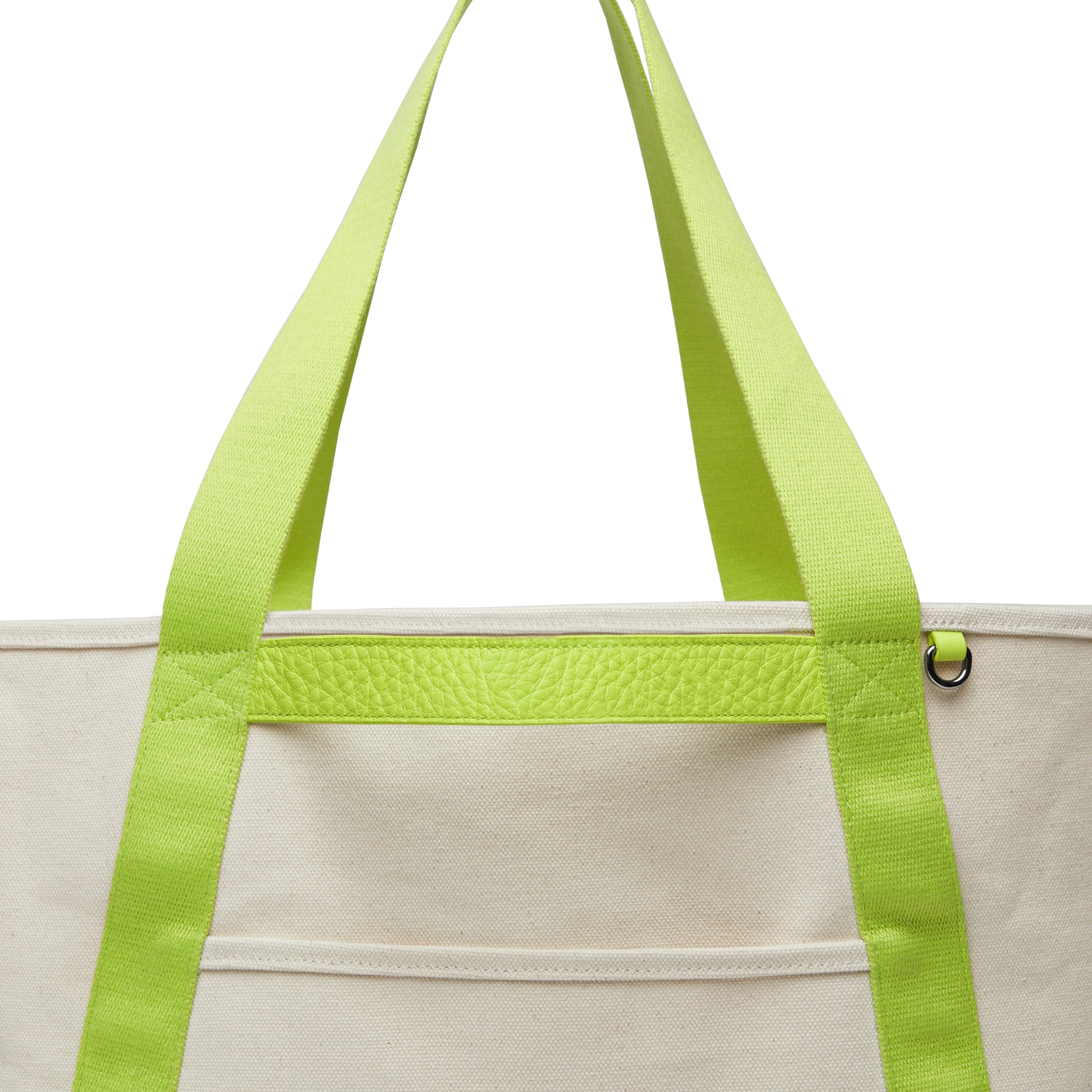 Natural Canvas Beach Tote Bag with Lime Trim - Lightweight & Spacious for Beach, Pool, Shopping & Travel Essentials