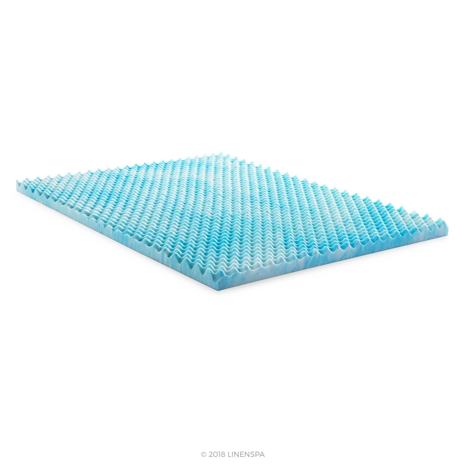 Linenspa 3 Inch Gel Memory Foam Mattress Topper - Twin XL Size, Blue Swirl Design | Pressure Relief & Airflow Technology for Better Sleep | Perfect for Guest Beds, Dorm Rooms & Home Comfort Upgrade