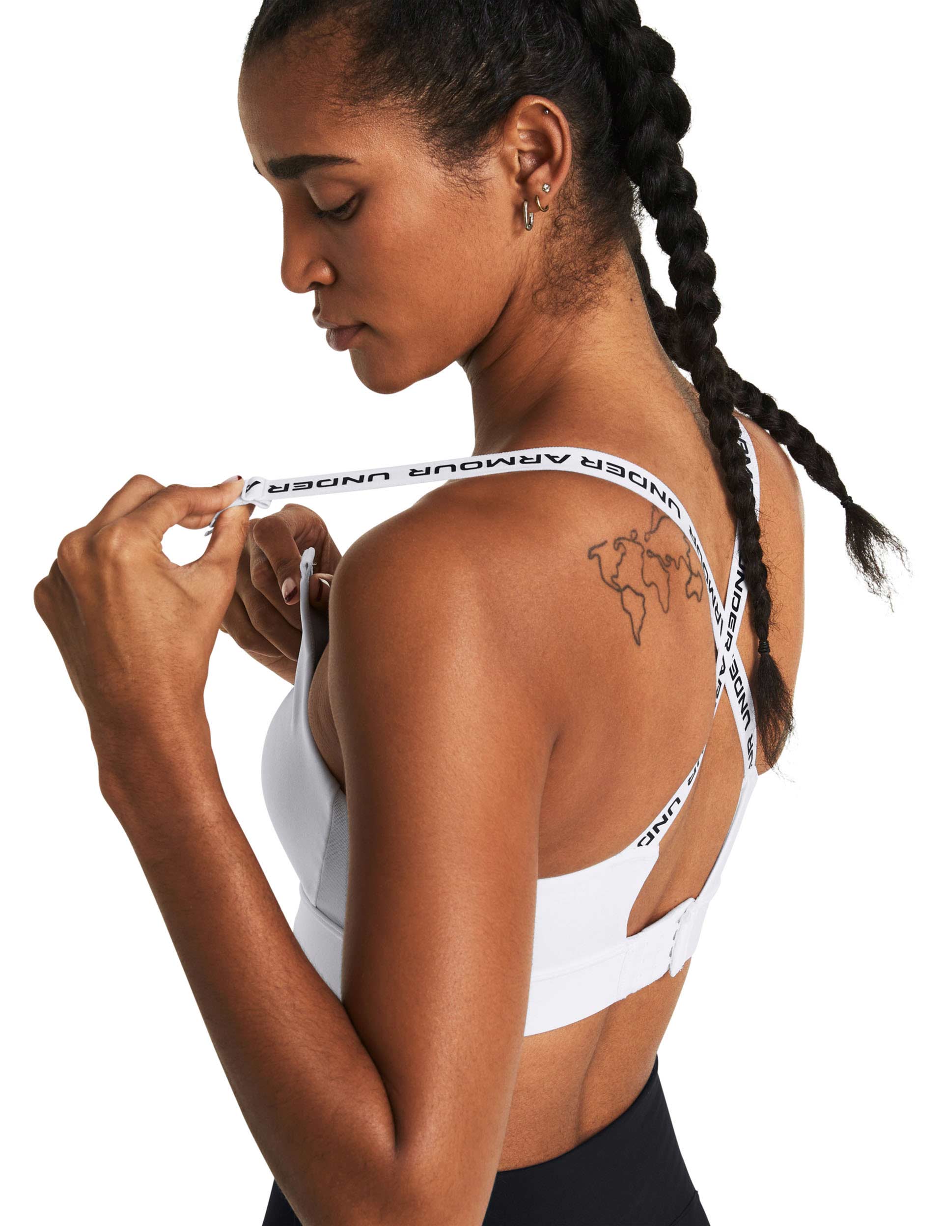 Infinity 2.0 Mid Impact Sports Bra for Women - Breathable White & Black Workout Top - Perfect for Running, Yoga & Gym Training
