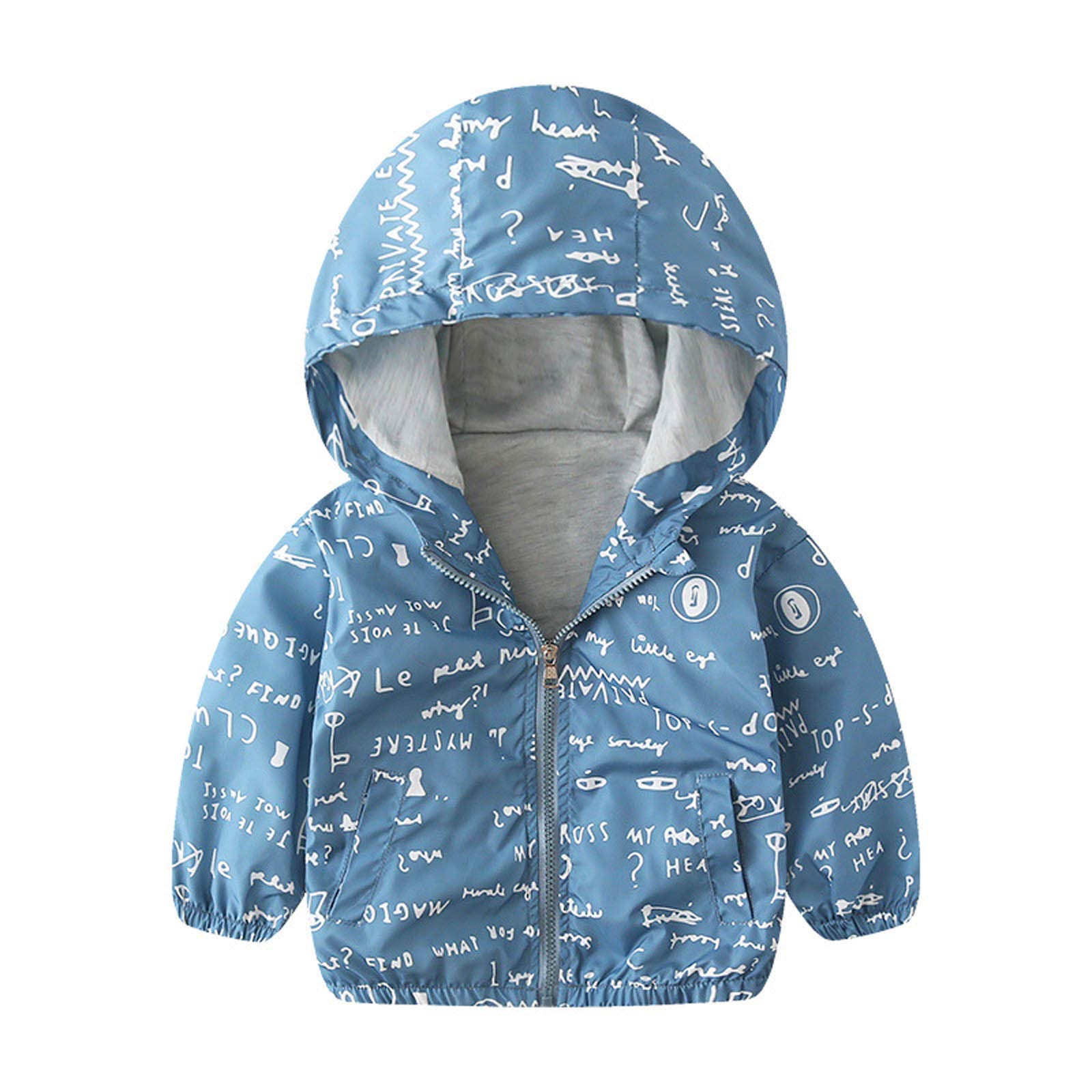 Baby Kids Zip Up Hooded Jacket - Cartoon Print Lightweight Windproof Coat for Boys & Girls | Cute Trench Windbreaker for Spring & Fall Outerwear | Perfect for Outdoor Play, School & Family Outings