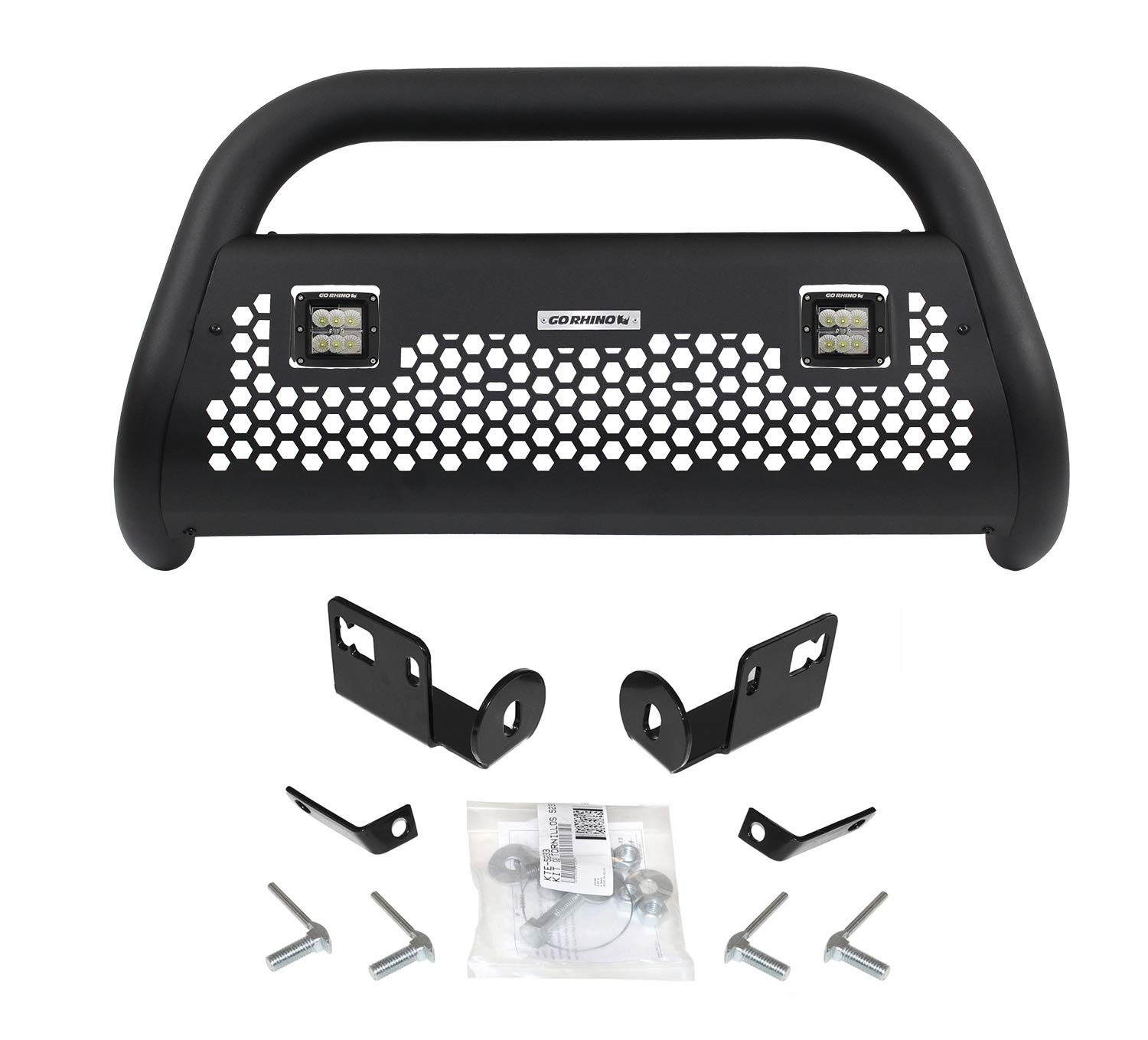Go Rhino 55266T Heavy Duty Black Grille Guard & Push Bar for Ram 1500 - Off-Road Protection & Front End Security (Perfect for Truck Enthusiasts & Off-Road Adventures)