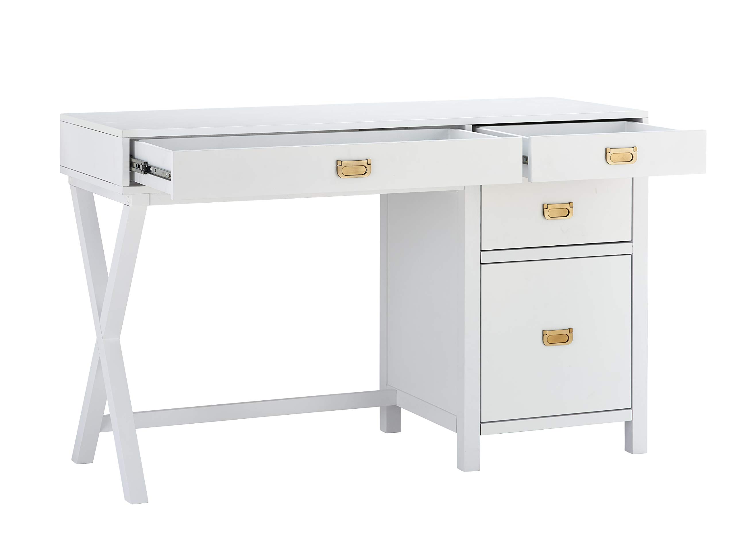 Linon Modern Classic Storage Sadie Desk - White Side Table with Drawers for Home Office, Bedroom, or Living Room - Compact Writing Desk for Small Spaces & Workspaces
