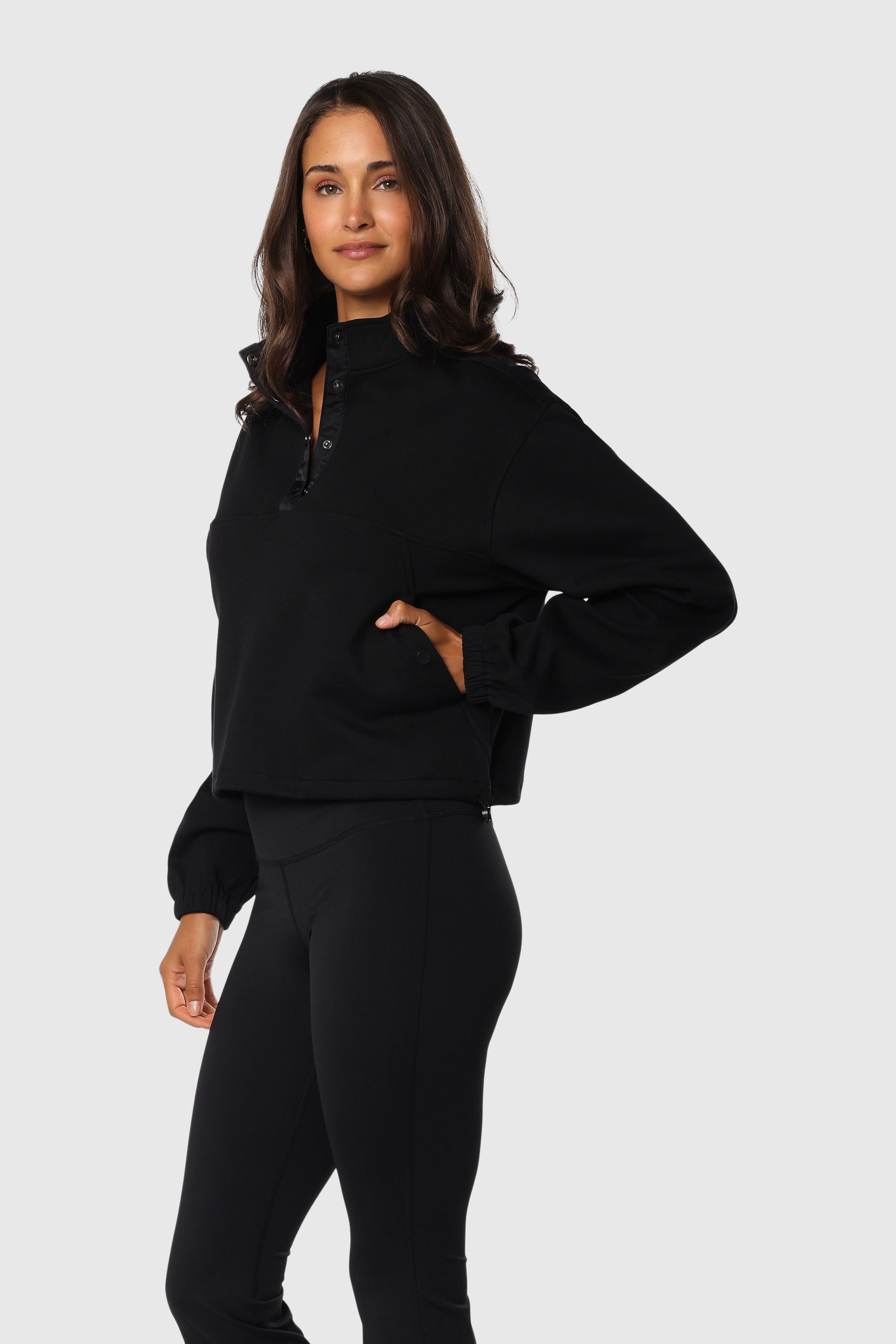 Black Snap Pullover Hoodie - Stylish & Comfortable for Casual Wear, Gym, and Outdoor Activities