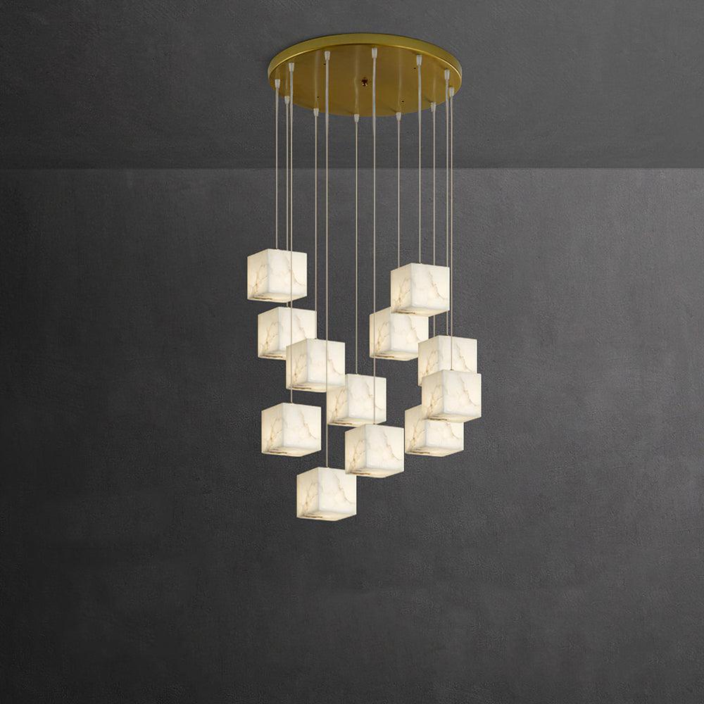 Modern Alabaster Box Pendant Light - Elegant Minimalist Ceiling Fixture for Dining Room, Kitchen Island & Bedroom Lighting