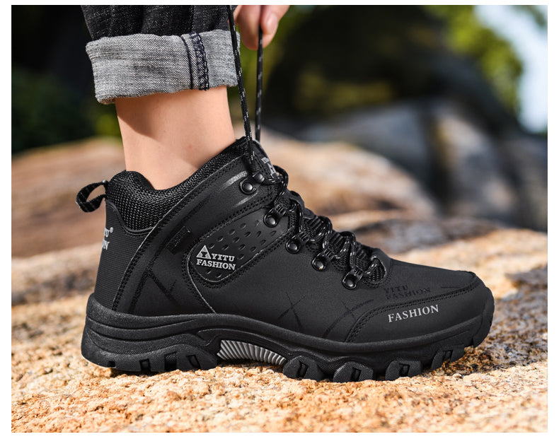 Waterproof Men's Winter Snow Boots - Leather Hiking Boots for Outdoor Work & Travel - Super Warm & Durable (Sizes 39-47) - Perfect for College, Camping & Winter Adventures