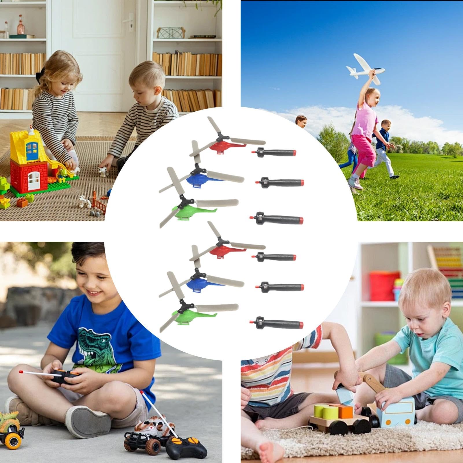 Spin Copter Toy | Handheld Helicopter for Kids | Pull String Dragonfly Toy | Portable Children's Toy - Flexible Helicopter with 6 Piece Propeller for Outdoor Play, Birthday Gifts & Party Favors