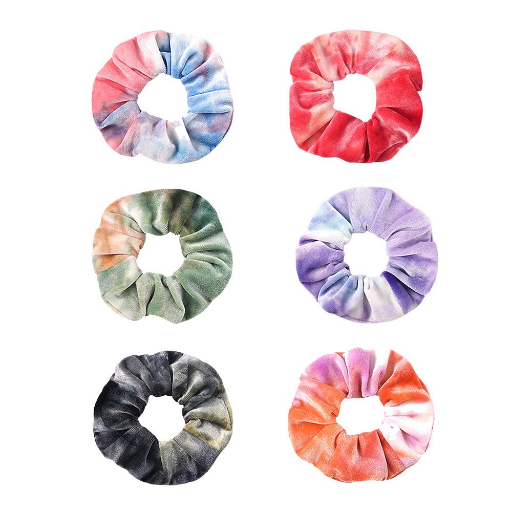 Premium Velvet Macaron Hair Scrunchies - 6 Pack Rainbow Hair Ties for Women, Soft Elastic Hair Bands in Ice Cream Colors (Multi-Colored) | Perfect for Workouts, Office, Parties & Everyday Use