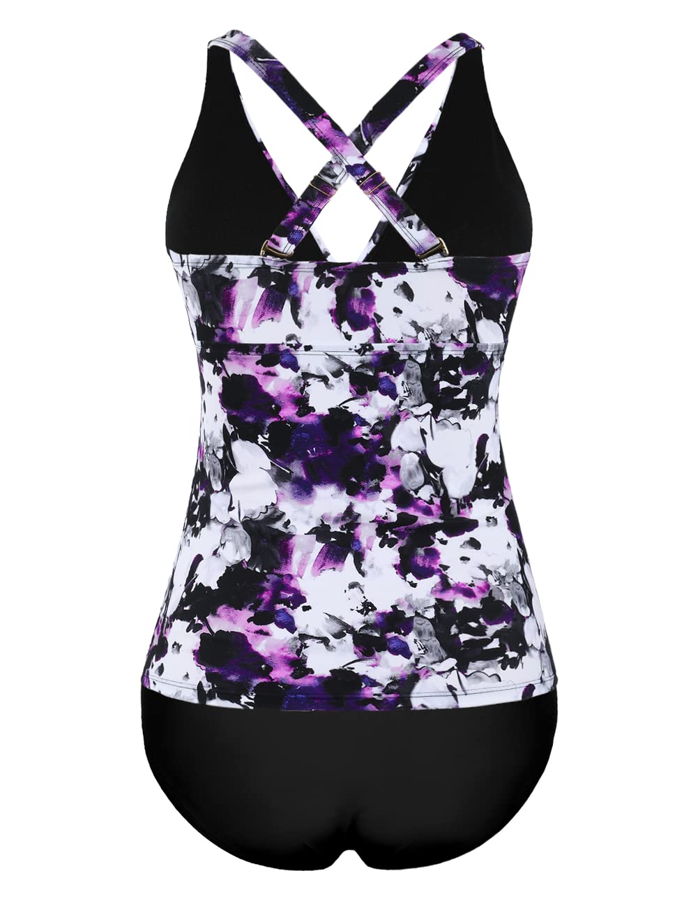 Hilor Women's Tummy Control Tankini Swimsuits - Front Twist V Neck Two Piece Bathing Suit with Shirred Design | Perfect for Beach Vacation, Pool Party & Summer Swimwear