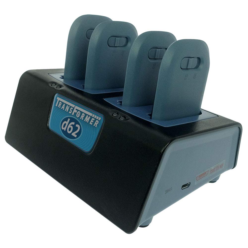 Fast 4-Bay Battery Charger for Ascom d62 & i62 Batteries with Power Supply - Reliable Charging Solution for Healthcare & Industrial Devices