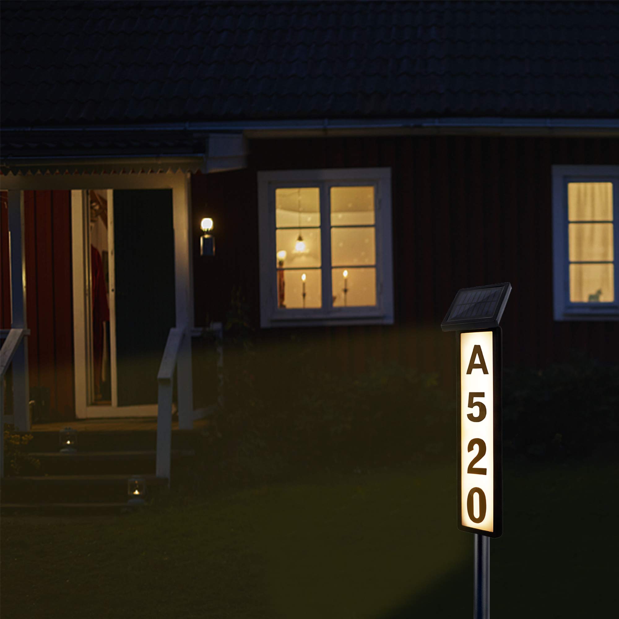 ATDAWN Solar Powered LED Illuminated House Address Numbers Sign - Outdoor Weatherproof Address Plaque for Home, Yard, Garden - Perfect for Nighttime Visibility & Curb Appeal Enhancement