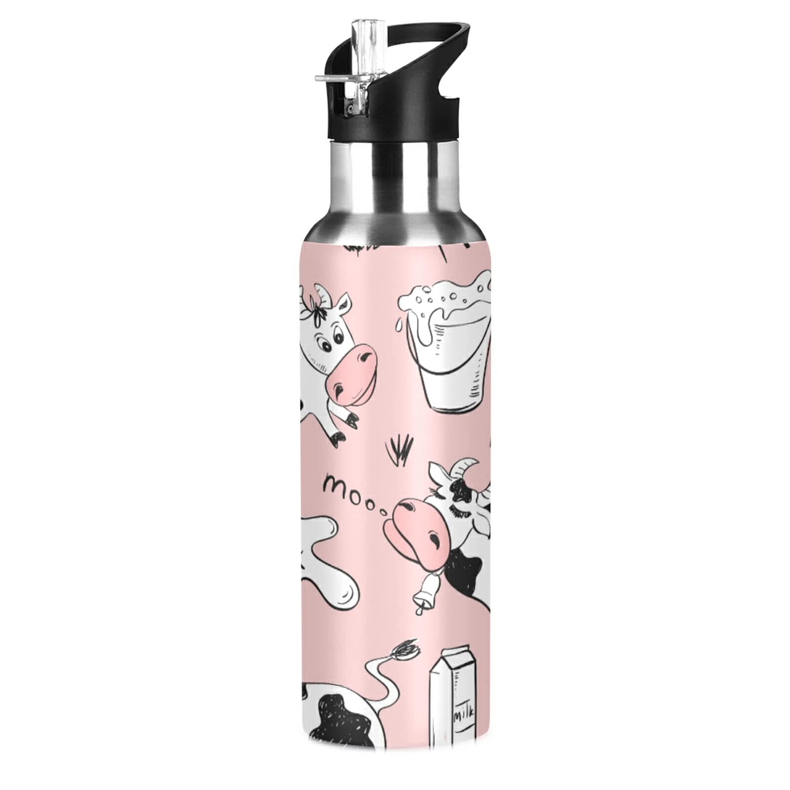 Xigua Stainless Steel Double Wall Vacuum Insulated Water Bottle with Straw Lid - 24 Hour Cold Retention, Leakproof & BPA Free - Perfect for Hiking, Gym, Sports, Outdoor Activities & Daily Use