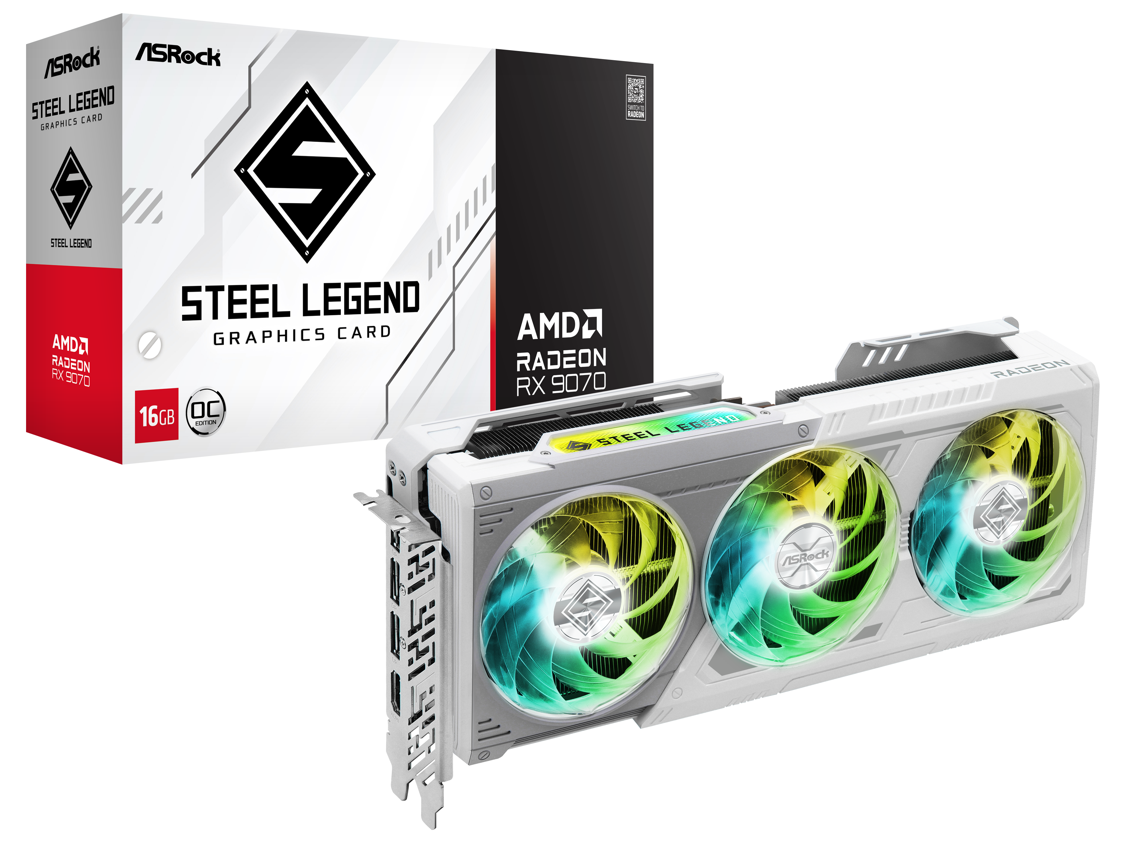 ASRock Radeon RX 9070 Steel Legend OC 16GB GDDR6 PCIe 4.0 Gaming Graphics Card - High Performance GPU for 4K Gaming, VR, Video Editing & Streaming