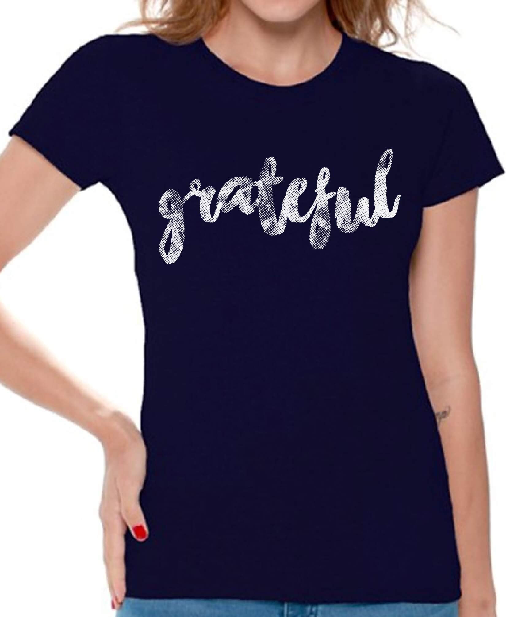 Awkward Styles Thanksgiving T-Shirt - Grateful & Blessed Graphic Tee for Women | Funny Holiday Shirt for Family Gatherings, Friendsgiving Parties & Fall Festivals