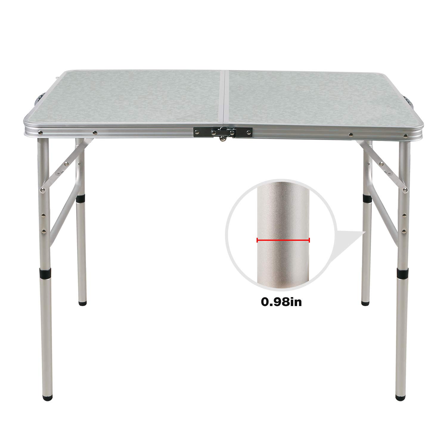 3 FT Lightweight Portable Aluminum Folding Camping Table with Adjustable Legs - Perfect for Outdoor Cooking, Picnics, Camping & Tailgating - Compact & Sturdy White Design