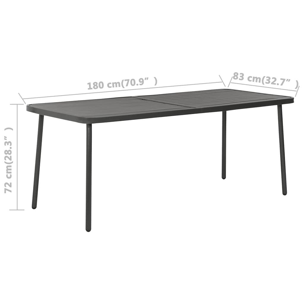 Dark Gray Steel Dining Table for Outdoor Patio, Balcony, or Bistro - 70.9\