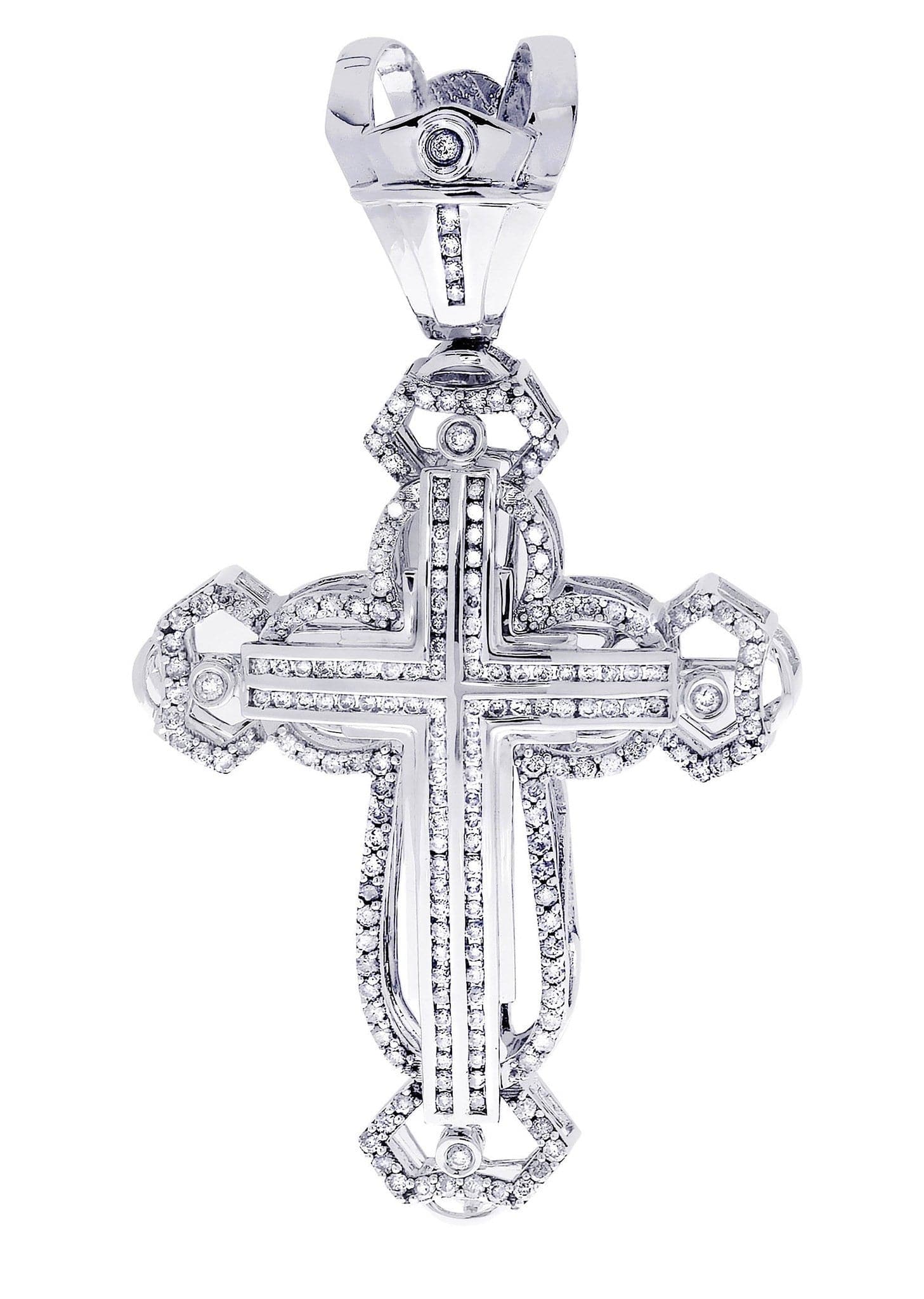 2.88 Carat Diamond Cross Pendant Necklace - 24.74 Grams Solid Gold Religious Jewelry for Women - Perfect for Baptism, First Communion & Special Occasions