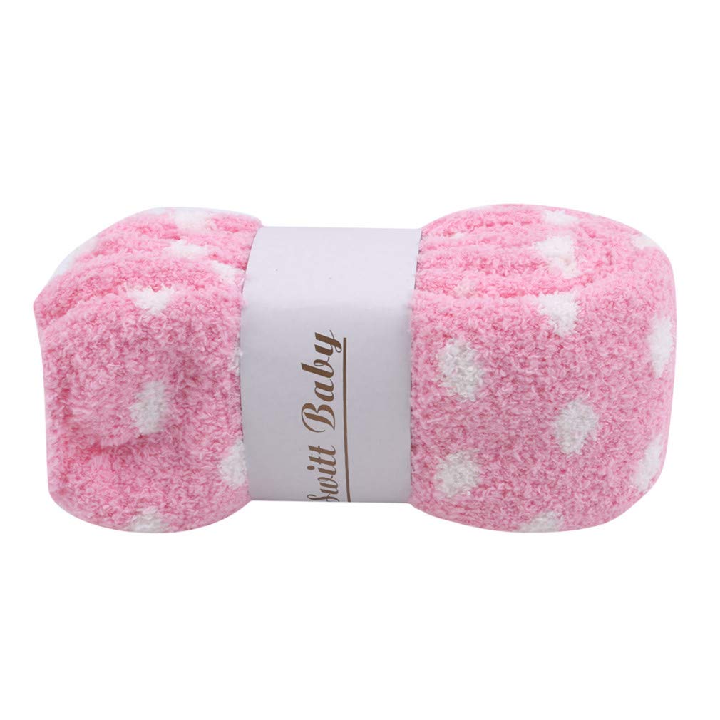 Iumer Women's Winter Plush Socks - Coral Velvet Striped Dot Print Soft Warm Knee High Stockings (Pink Dots) for Cold Weather, Christmas Gifts & Cozy Outfits