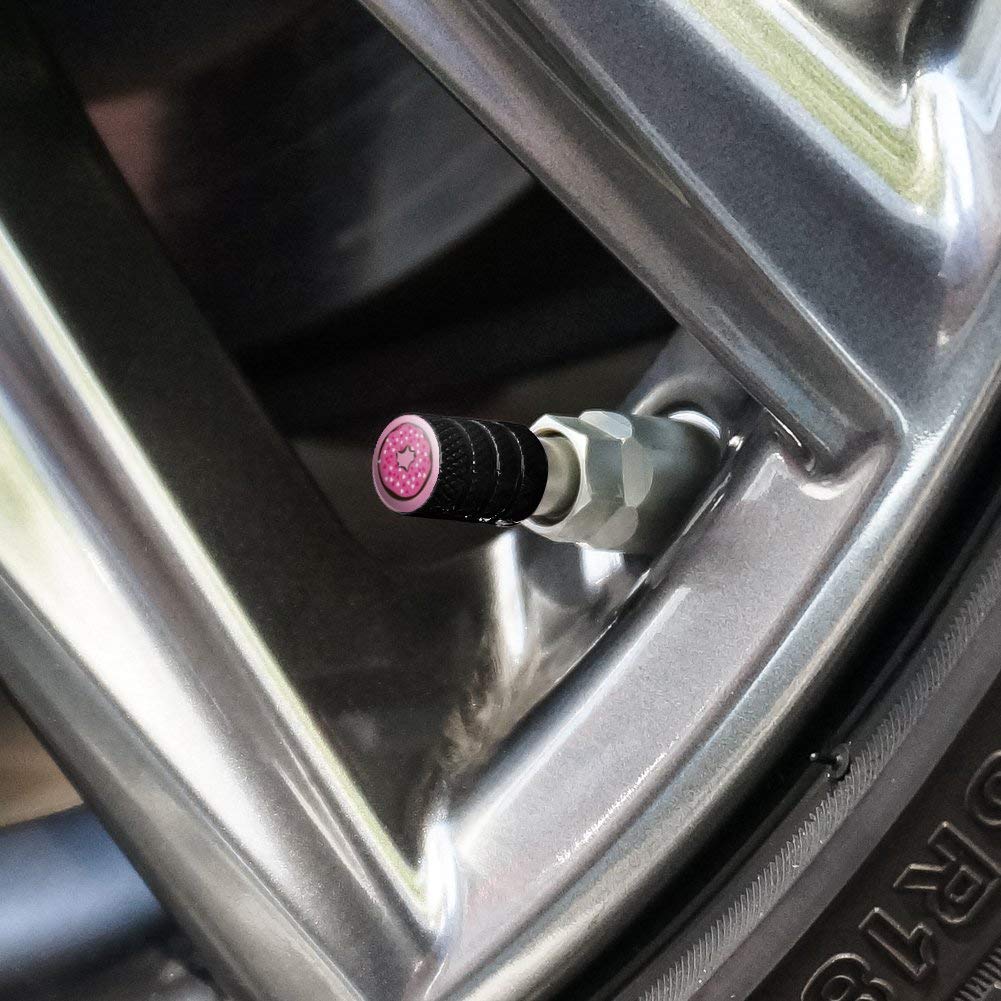 GRAPHICS & MORE Cute Chocolate Valentine Donut Pink Hearts Tire Valve Stem Caps - Aluminum Alloy Wheel Accessories for Cars, Trucks & SUVs - Perfect Gift for Valentine's Day & Car Enthusiasts