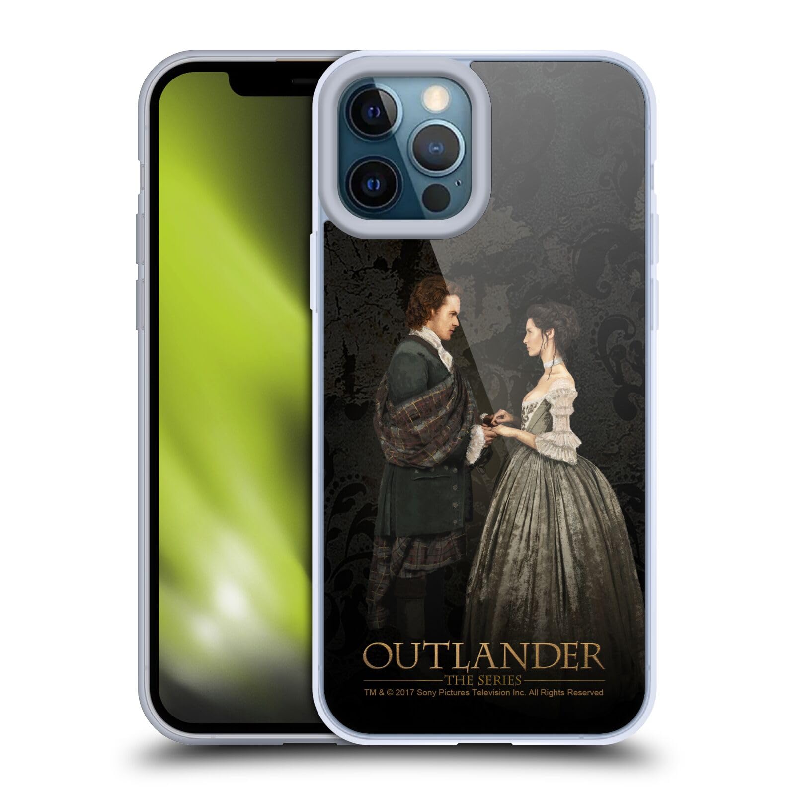 Officially Licensed Outlander Claire & Jamie Painting Portraits Soft Gel Case for Apple iPhone 12 Pro Max - Durable Protective Phone Cover - Perfect for Fans of the Outlander TV Series & Book Lovers