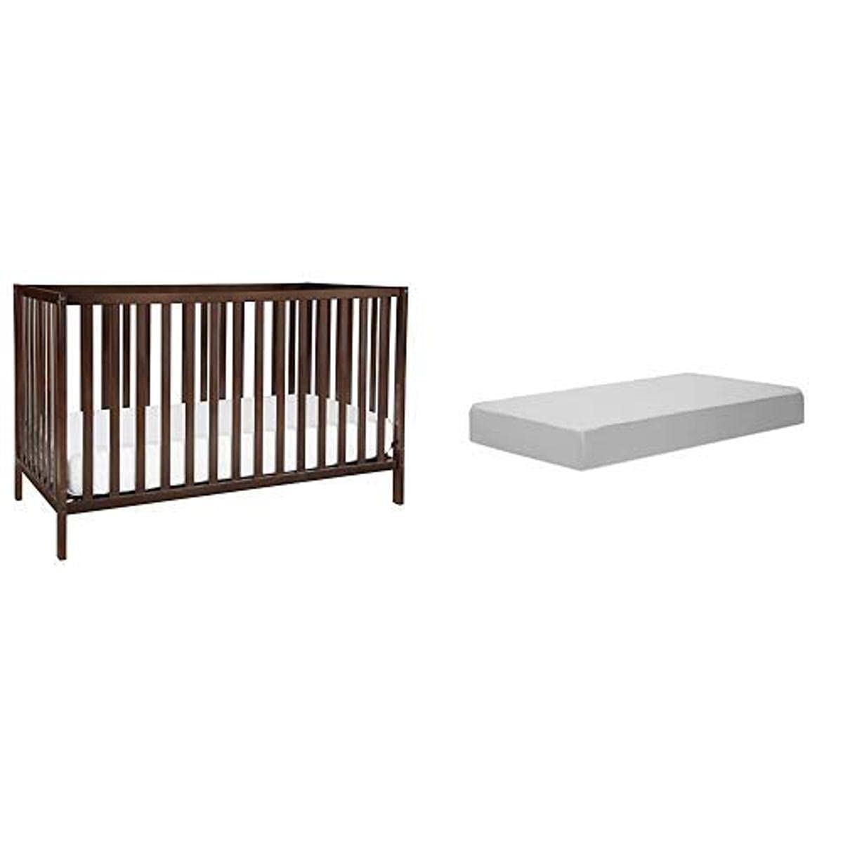DaVinci Union Convertible Crib in Espresso - 4-in-1 Baby Crib with Slumber System & Toddler Mattress for Nursery, Kids Room & Bedroom Decor