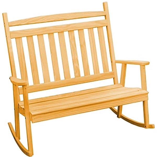 Premium Yellow Pine Double Classic Porch Rocker - Comfortable Outdoor Rocking Chair for Patio, Garden & Front Porch Relaxation
