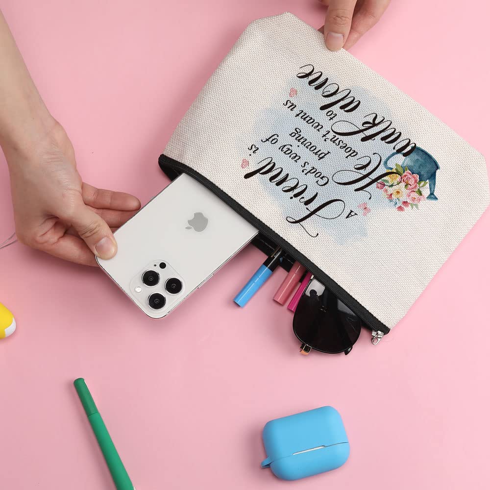 Best Friendship Gifts for Women - Cute Makeup Bag for Bestie, BFF, Sister - Inspirational Birthday Gift for Her - Perfect for Travel, Work, and Everyday Use