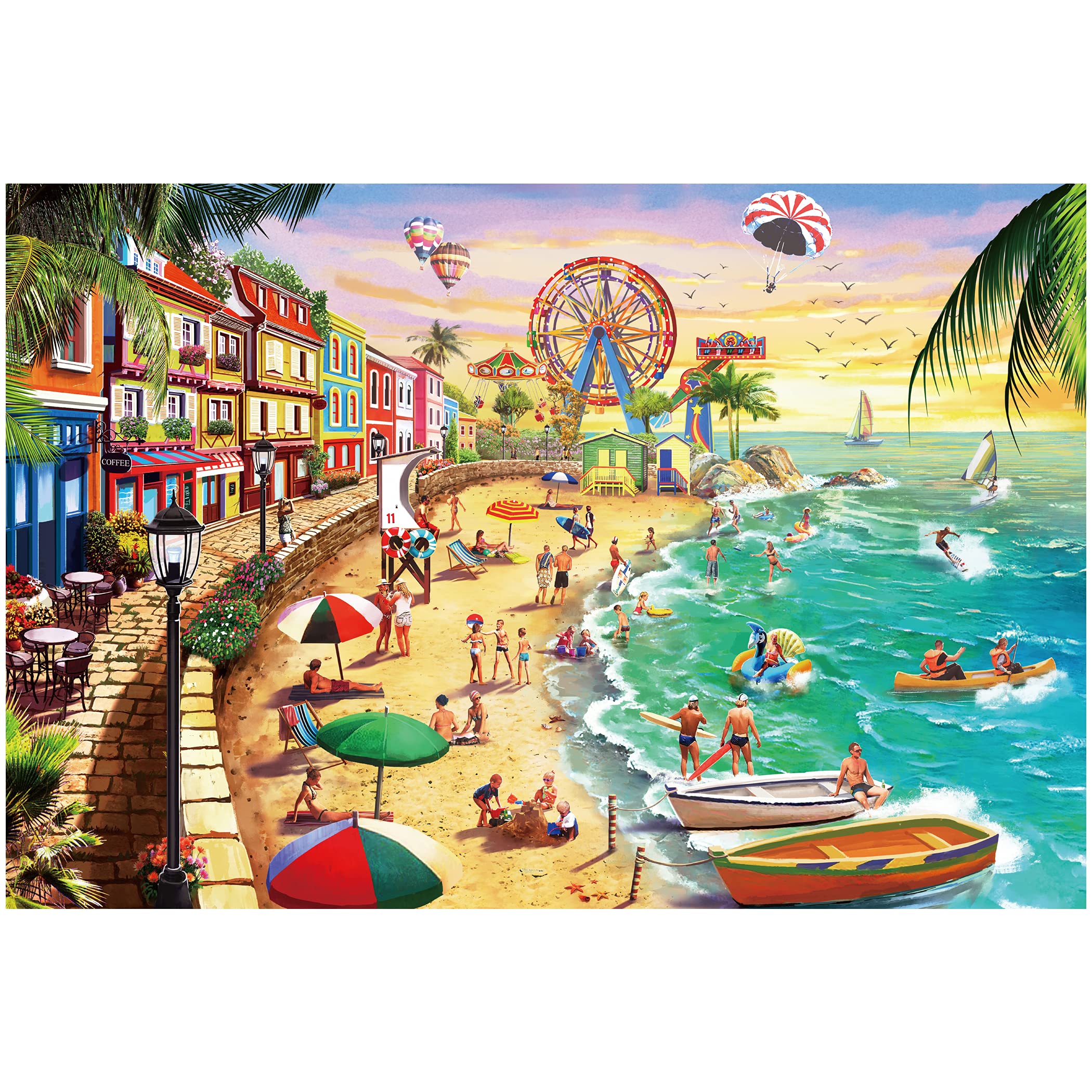 Lavievert 1000 Piece Jigsaw Puzzle for Adults & Kids - Beach & Happy Vacation Scenes, Fun Family Activity & Stress Relief