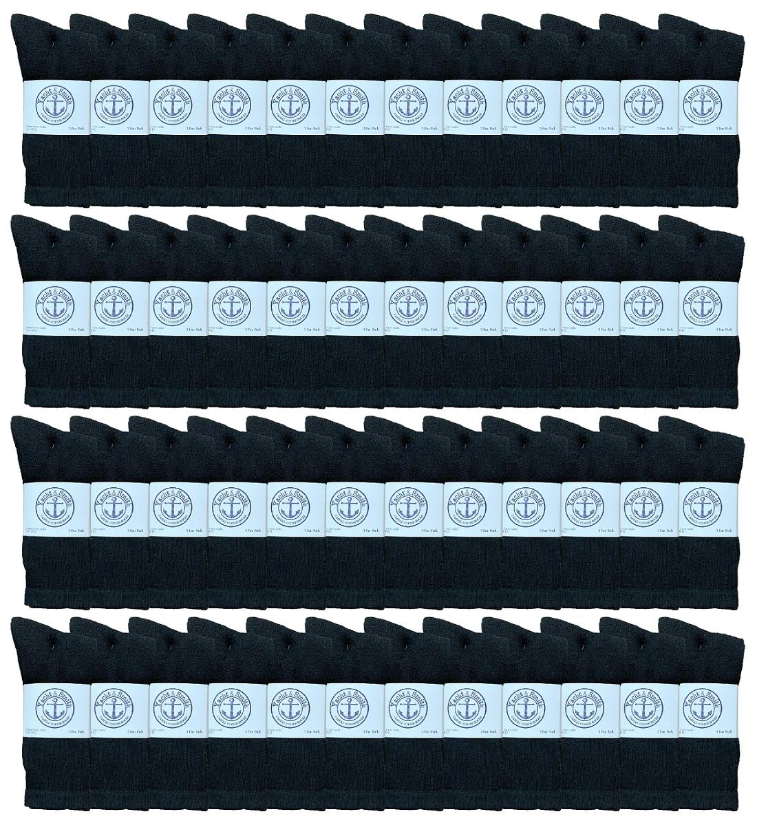48 Pairs Men's Cotton Athletic Socks - Bulk Wholesale Yacht & Smith Sport Socks for Shoe Size 8-12 - Perfect for Running, Gym, Hiking & Everyday Wear