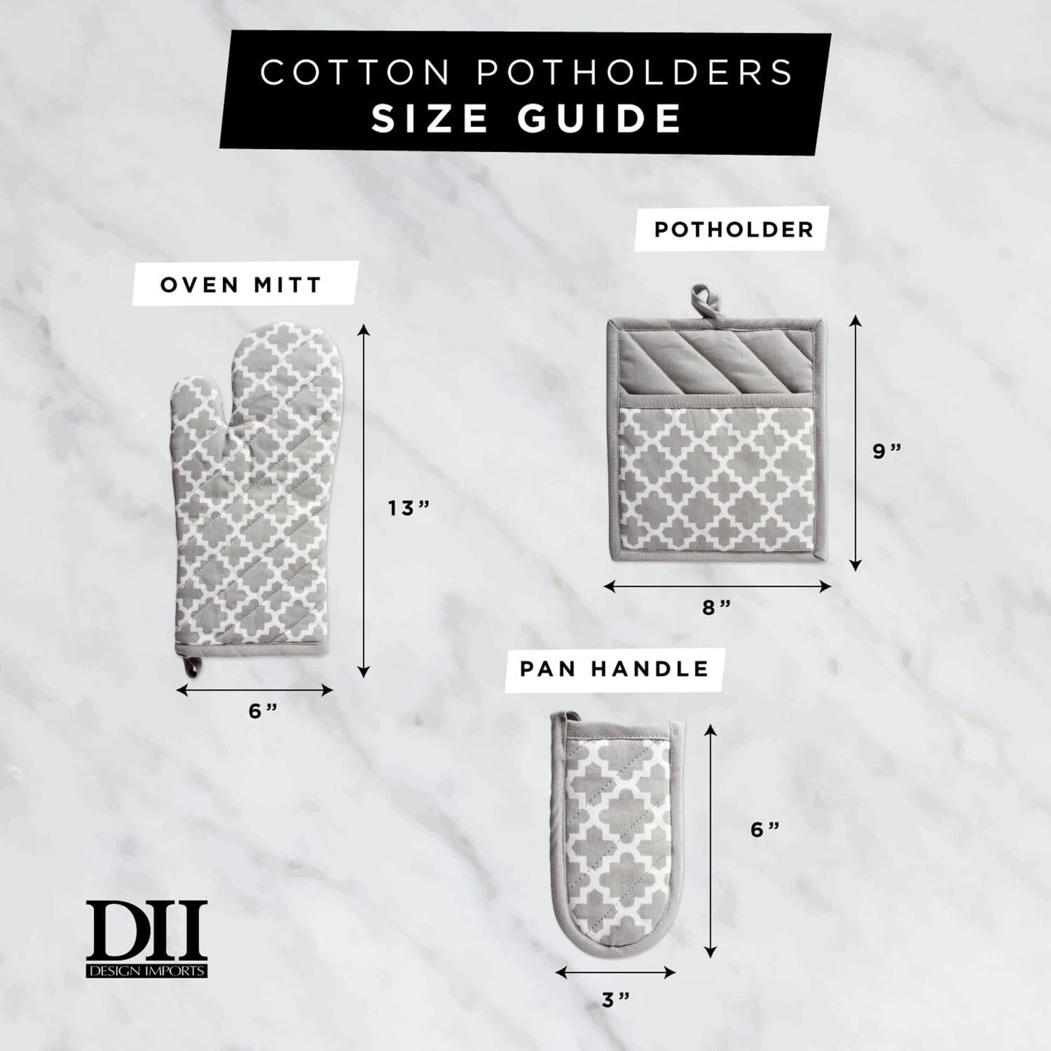 DII Quilted Oven Mitt and Potholder Set - Heat Resistant Kitchen Accessories with Hanging Loop for Easy Storage (6.5x12 Mitt & 8x8.5 Holder) - Mustard Damask Print - Perfect for Baking, Cooking, Grilling and Kitchen Decor