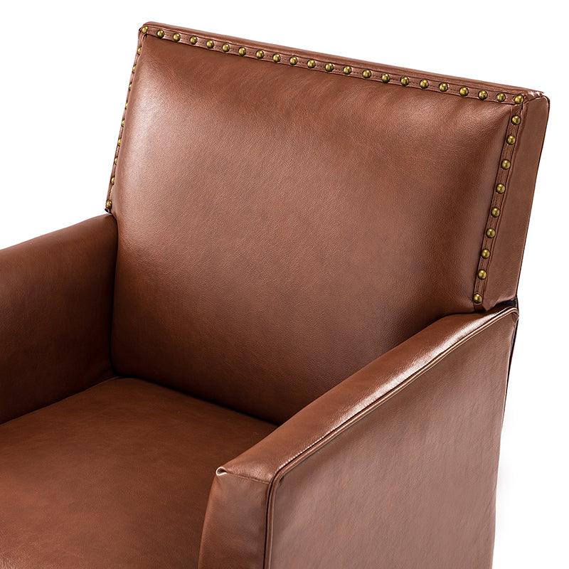 Fatima Vegan Leather Armchair - Modern PU Leather Lounge Chair for Living Room, Office & Bedroom - Eco-Friendly Faux Leather Accent Chair with Sturdy Metal Legs