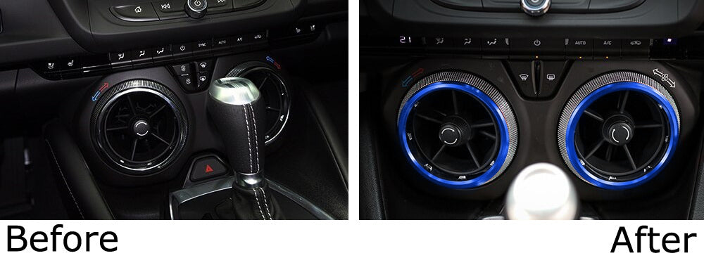 4 Pack Blue Air Conditioner Vent Outer Ring Trims for 2016+ Chevy Camaro - Stylish AC Vent Decor & Upgrade for Car Interior Customization