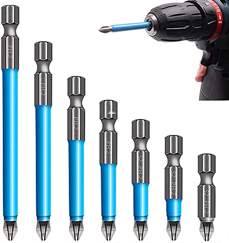 7PCS Magnetic PH2 Screwdriver Bits Set - Anti-Slip Hex Shank Drill Bits for Electric Hand Drills | Perfect for DIY Projects, Furniture Assembly & Home Repairs