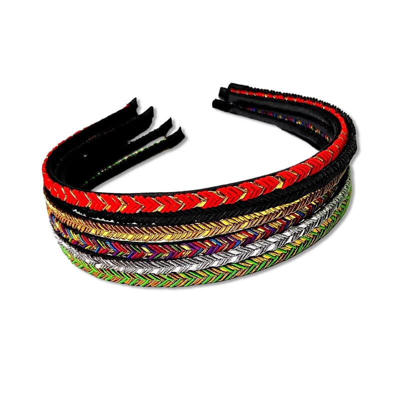 PANAAKHI 6-Pack Multicolor Lace Up Hair Bands for Women & Girls - Stretchable Plastic Headbands for Sports, Workouts, and Everyday Fashion