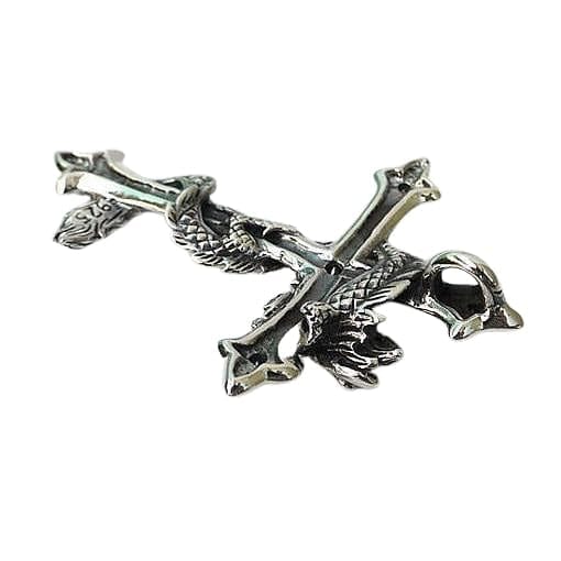 Dragon Cross 925 Sterling Silver Biker Pendant Necklace for Men - Gothic Motorcycle Jewelry Gift for Bikers, Riders & Rock Music Fans - Perfect for Everyday Wear, Parties & Special Occasions