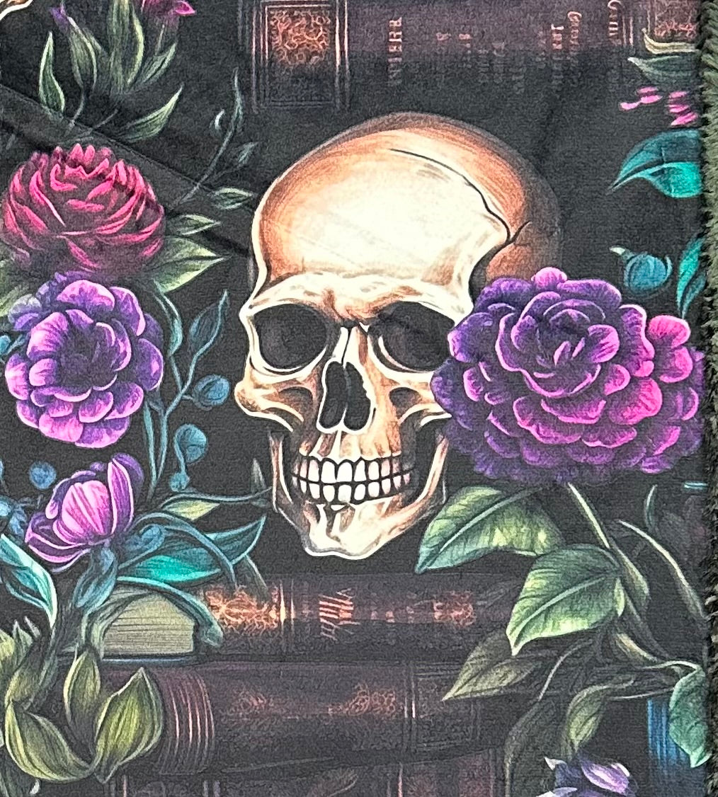 Books and Skulls Camo Print Luxe Large 55x79 Minky Blanket - Soft Throw for Bed, Couch, and Outdoor Camping