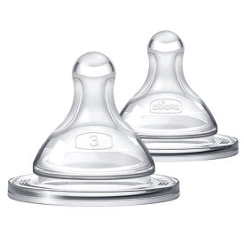Chicco Duo 2 Pack Stage 3 Fast Flow Baby Bottle Nipples for 6+ Months - Perfect for Breastfeeding Transition & On-the-Go Feeding