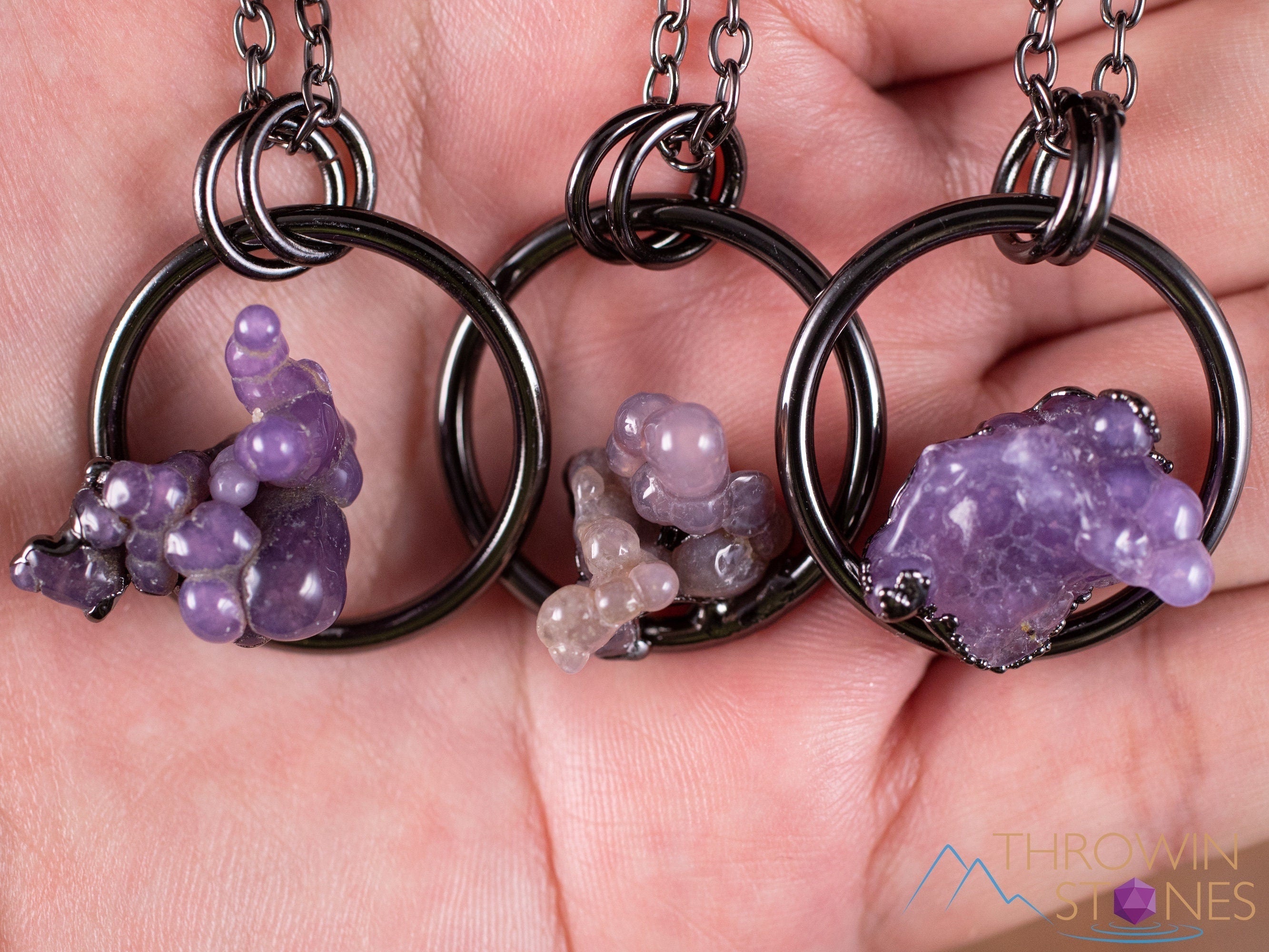 Grape Agate Crystal Necklace - Small Hoop Pendant with Healing Stones | Handmade Jewelry for Women | Spiritual Healing & Energy Balancing | Perfect for Meditation, Yoga & Everyday Wear (Style E1997)